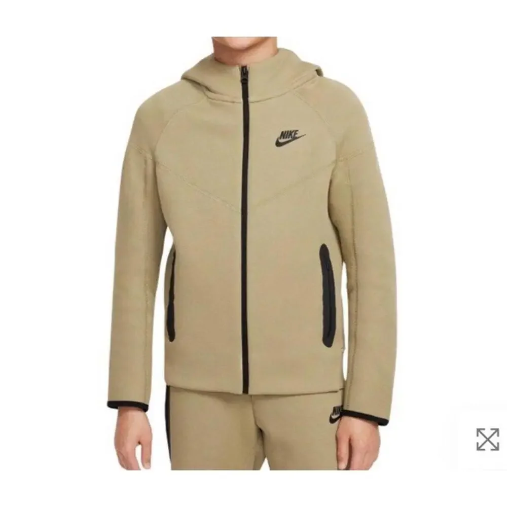 Nike Kids Sportswear Tech Fleece 'Neutral Olive' Full-Zip Hoodie FD3285-276 XS